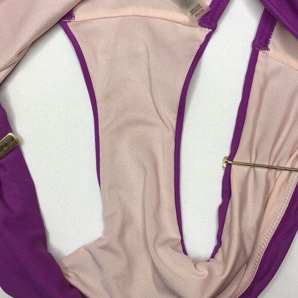 Victorias Secret Bikini Bottoms Size XS Forever Hipster Solid Purple Gold Slide - Picture 6 of 6